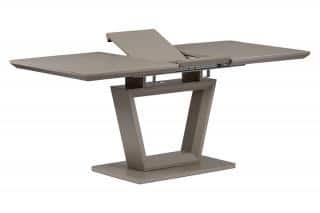 Rozkládací jídelní stůl 140+40x80x76 cm, MDF deska, barva matná lanýžová, lanýžové sklo satin HT-466 LAN