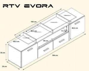 Televizní stolek Evora RTV - bílá/černý lesk č.2
