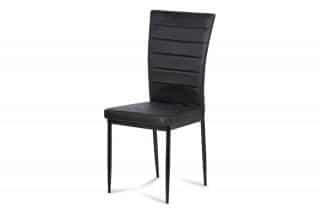 Jídelní židle, černá látka imitace broušené kůže, kov černý mat AC-9910 BK3