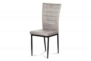 Jídelní židle, lanýžová látka imitace broušené kůže, kov černý mat AC-9910 LAN3