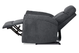 Sedačka se dvěma polohovacími křesly, šedá látka, kov černá ASD-311 GREY