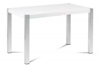 Jídelní stůl 120x75 cm, vysoký lesk bílý / chrom AT-2066 WT