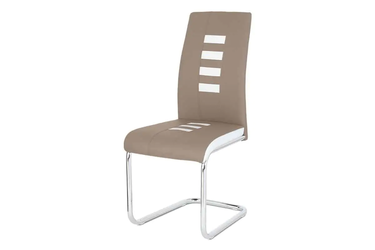 Autronic Jídelní židle DCL-961 CAP - ekokůže cappucino / bílá, chrom