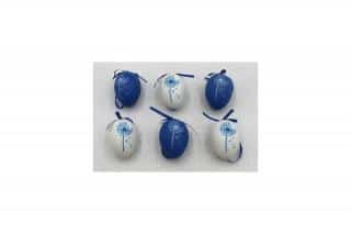 Vajíčka plastová 6cm, 6 kusů v sáčku, barva modrá a bílá, cena za sáček VEL5049-BLUE