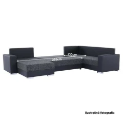 Rohová sedací souprava, látka černá / látka šedá, STILO ROH U