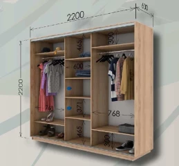 Šatní skříň TIGRA 220 sonoma/lanýž