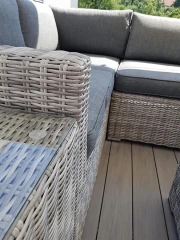 Ratanový stolek/taburet SEVILLA (šedá)
