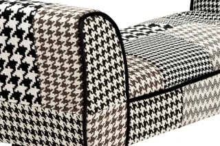 Otoman, látka černobílá patchwork, masiv kaučukovník černá AK-120 PW4