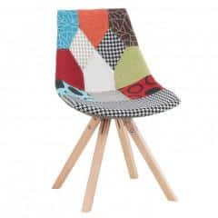 Židle KIMA NEW TYP 1 - látka patchwork / dřevo č.1