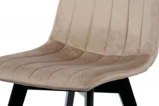 Jídelní židle, krémová sametová látka, masivní bukové nohy, černý matný lak CT-617 CRM4
