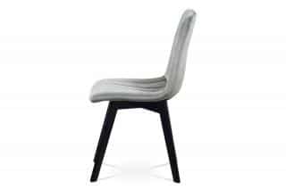 Jídelní židle, stříbrná sametová látka, masivní bukové nohy, černý matný lak CT-617 SIL4