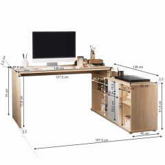 Kancelářský stůl DALTON 2 NEW - dub sonoma / bílá č.2