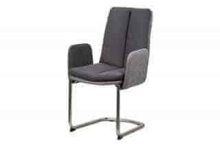 Jídelní židle, látka světle / tmavě šedá, kovová pohupová podnož, broušený nikl HC-042 GREY2