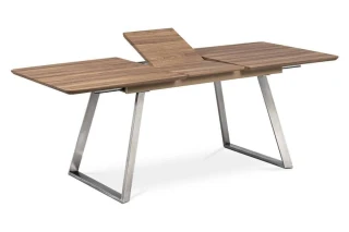 Jídelní stůl 160x90cm s rozkladem 40cm, MDF v dekoru tmavý dub, broušený nerez HT-804 OAK3