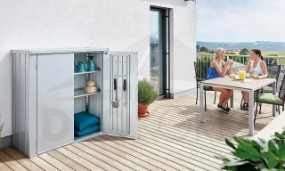 Skříňka na terasu Biohort Romeo L 132 x 87 x 140 (stříbrná metalíza)