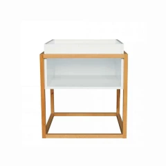 Příruční stolek, bílá/přírodní, HAGAN