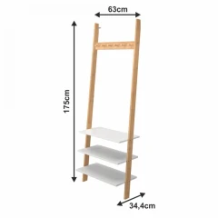 Věšák s policemi, bílá / bambus, MARIKE TYP 2