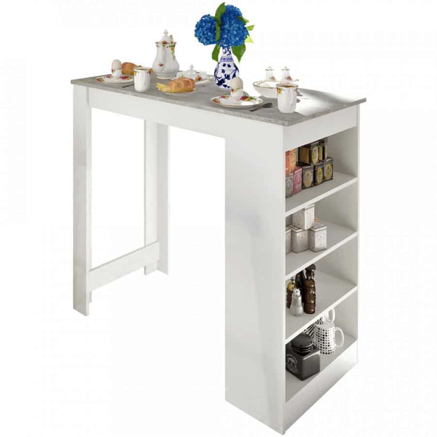 Levně Tempo Kondela Barový stůl Austen - bílá / beton + kupón KONDELA10 na okamžitou slevu 3% (kupón uplatníte v košíku)