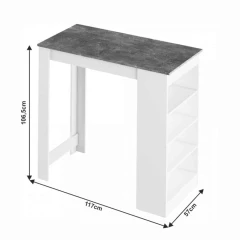 Barový stůl, bílá / beton, Austen