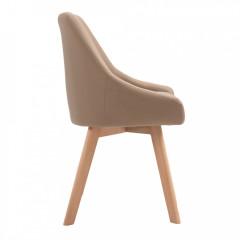 Židle TEZA, béžová ekokůže / dřevěné bukové nohy
