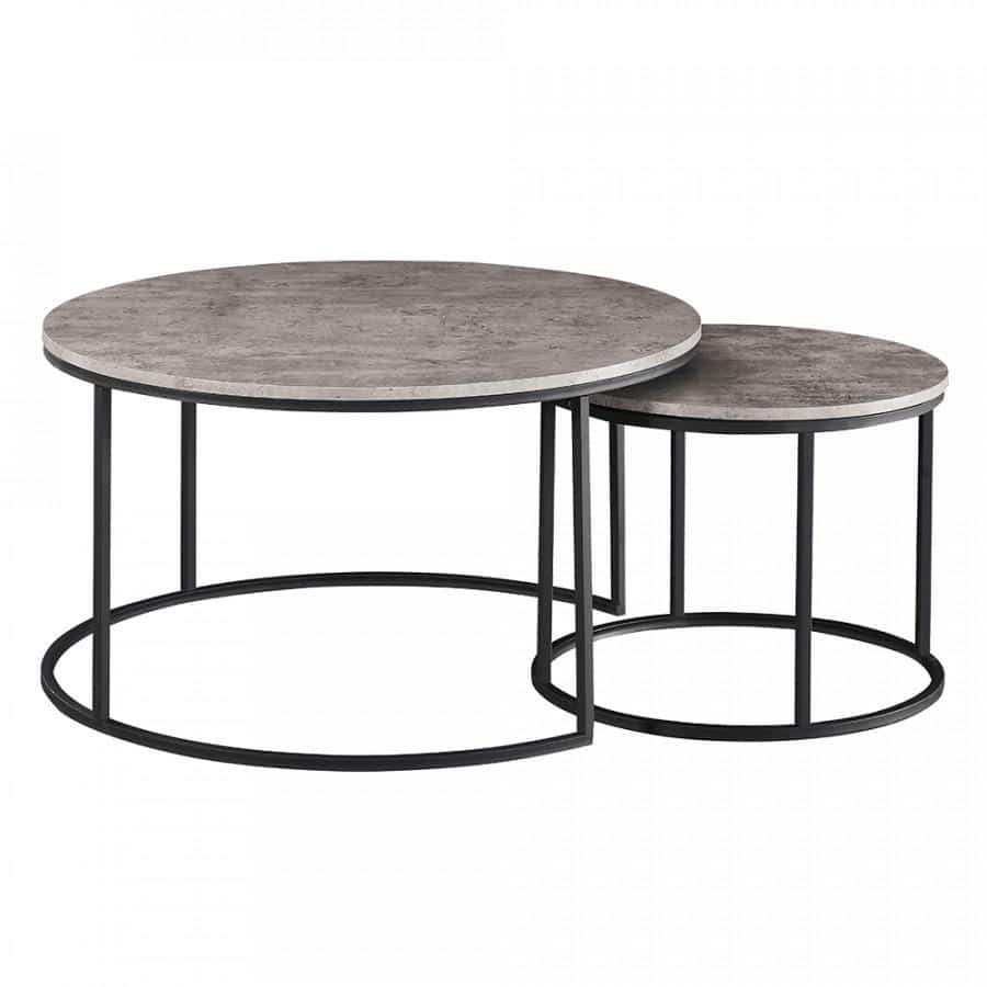 Tempo Kondela Set dvou konferenčních stolků IKLIN - beton/černá + kupón KONDELA10 na okamžitou slevu 3% (kupón uplatníte v košíku)