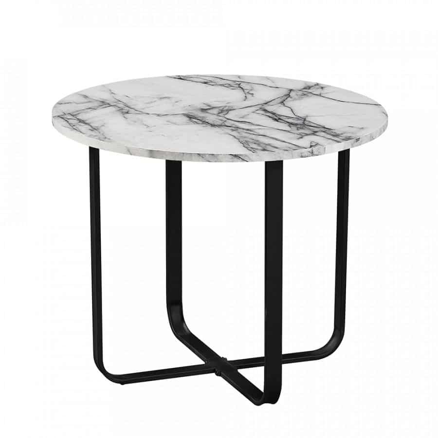 Tempo Kondela Konferenční stolek SALINO - bílý mramor/černý kov + kupón KONDELA10 na okamžitou slevu 3% (kupón uplatníte v košíku)