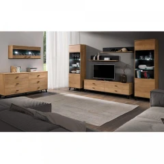 RTV stolek, dub lefkas/černá, SIRAN TYP 6 RTV stolek, dub lefkas/černá, SIRAN TYP 6