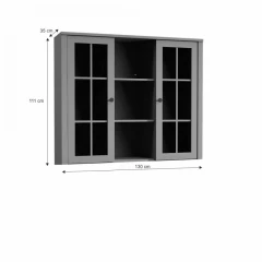 Nástavec na komodu W2D, vitrína, šedá, Provance