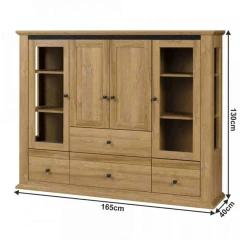 Vitrína MZ6, bílá/dub grand, LEON