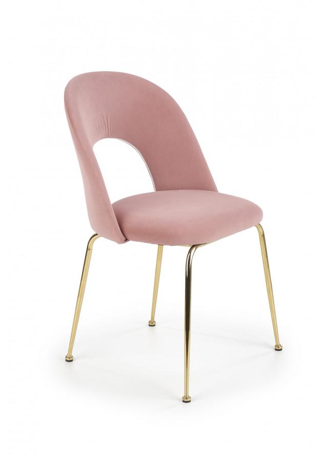 Levně Halmar Jídelní židle K385 - růžová/zlatá