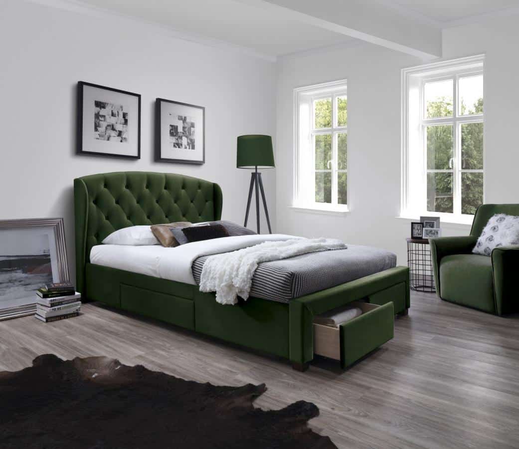 Halmar Manželská postel SABRINA 160x200 cm - tmavě zelená