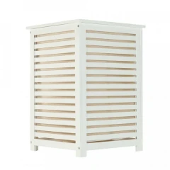 Koš na prádlo, lakovaný bambus/bílá/béžová, BASKET