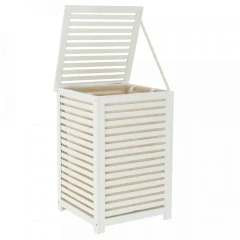 Koš na prádlo, lakovaný bambus/bílá/béžová, BASKET