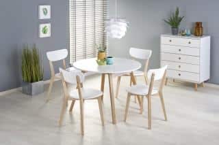 RUBEN stół kolor blat - biały, nogi - dąb miodowy (102-142x102x75 cm) (2p=1szt)