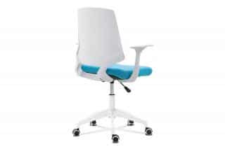 Kancelářská židle, sedák modrá látka, bílý PP plast, výškově nastavitelná KA-R202 BLUE