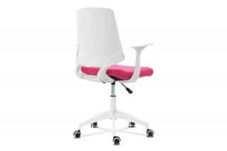 Kancelářská židle, sedák růžová látka, bílý PP plast, výškově nastavitelná KA-R202 PINK