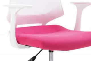Kancelářská židle, sedák růžová látka, bílý PP plast, výškově nastavitelná KA-R202 PINK