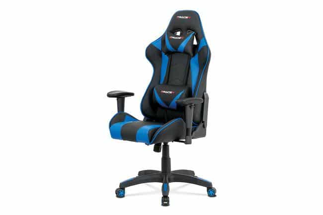 Levně Autronic Kancelářská židle KA-F03 BLUE - modrá/černá koženka