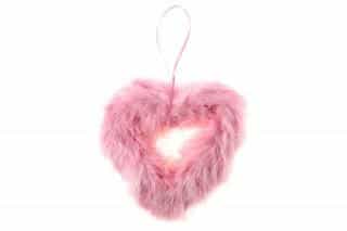Růžové srdce z peří - dekorace AK1901-PINK