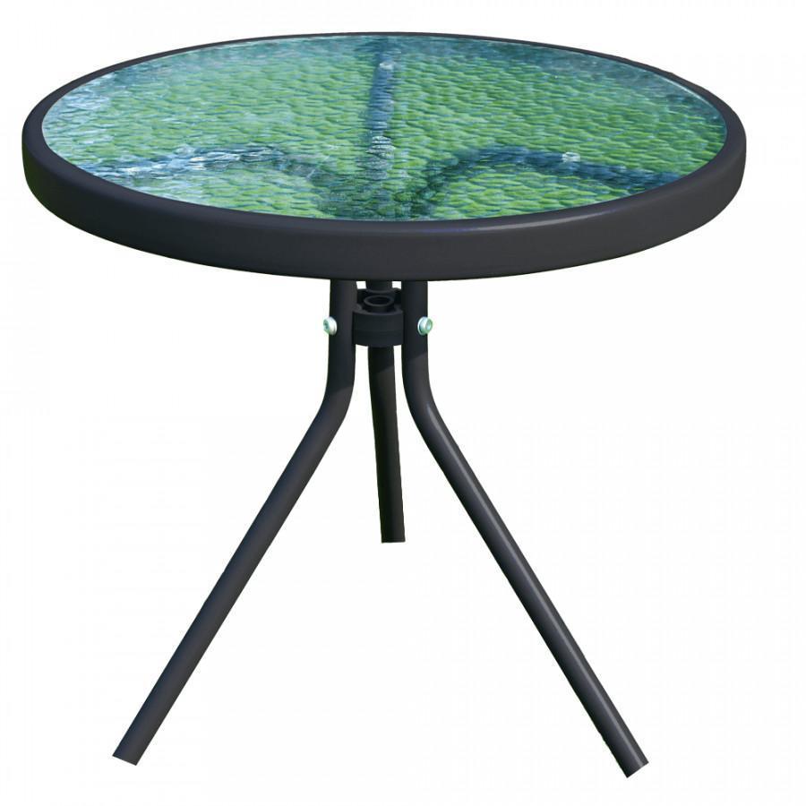 Levně Tempo Kondela Zahradní konferenční stolek HABIR - ocel / tvrzené sklo + kupón KONDELA10 na okamžitou slevu 3% (kupón uplatníte v košíku)