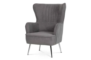 Křeslo, potah šedá látka, kovové chromované nohy AK-317 GREY2