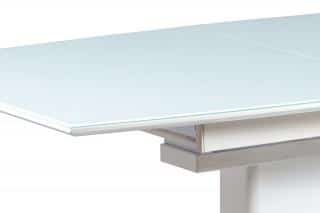 Jídelní stůl AT-4012 WT - 140+40x80 cm, bílé sklo + bílá MDF č.3