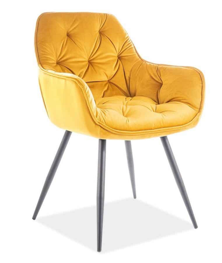 Levně Casarredo Jídelní čalouněná židle CASA 11009 velvet žlutá curry/černá