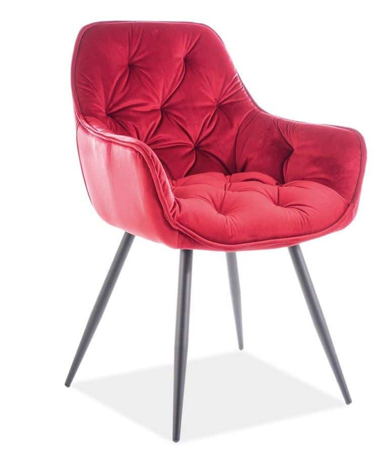 Casarredo Jídelní čalouněná židle CHERRY velvet červená bordó/černá