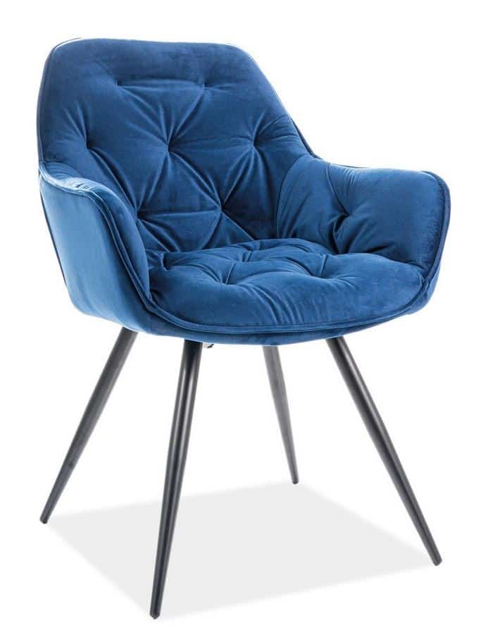 Casarredo Jídelní čalouněná židle CHERRY velvet modrá/černá