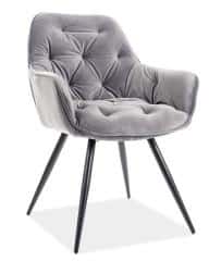 Jídelní čalouněná židle CHERRY velvet šedá/černá