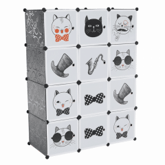 Dětská modulární skříň AVERON, šedá/dětský vzor č.8