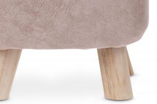 Taburet - slon, potah starorůžová látka v dekoru vintage kůže, masivní nohy z kaučukovníku v přírodním odstínu LA2010