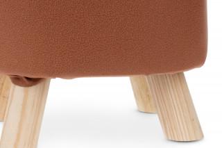 Taburet - slon, potah skořicově hnědá látka v dekoru kůže, masivní nohy z kaučukovníku v přírodním odstínu LA2012