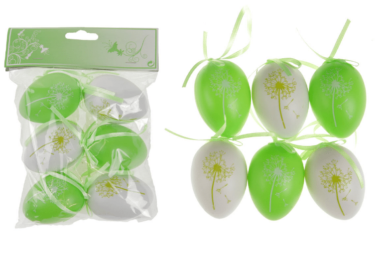 Levně Autronic Vajíčka plastová zelená a bílá, sada 6 kusů VEL5049-GRN